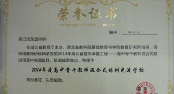东宝中学喜获2014年度高中骨干教师混合式培训先进学校